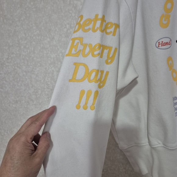Nike White Womens Club  Sweatshirt with Black Patch and Yellow Text..Size:M - Picture 3 of 12